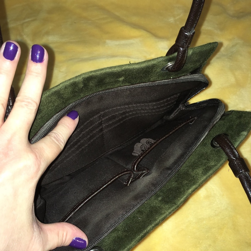 Olive green faux suede mini purse - Picture 6 of 9